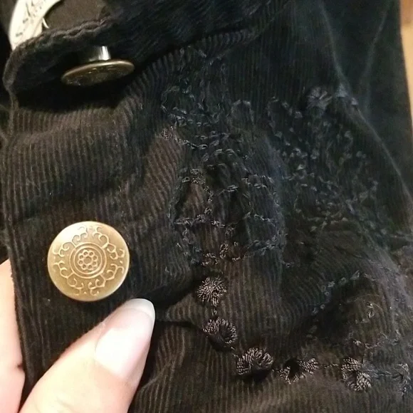 Jessica long sleeve black embroidered corduroy button down shirt size 10 EUC - Picture 12 of 12